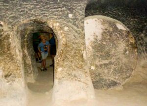 Stone door in Derinkuyu underground city