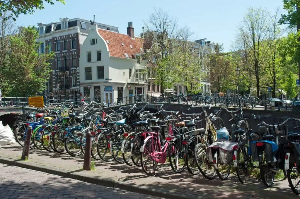 Bikes on a bridge in Amsterdam, one of the best European city breaks