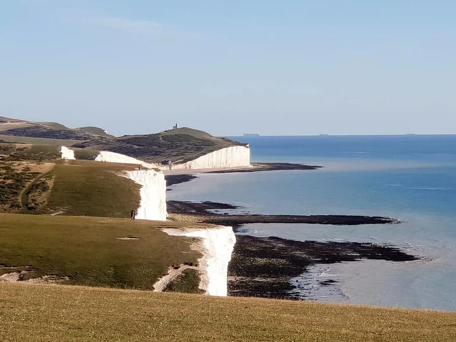 Seven Sisters cliff walk in East Sussex with the English Channel on the right