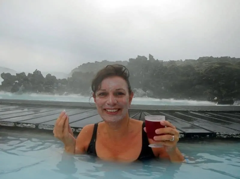 Face Mask and drink at The Blue Lagoon, Iceland