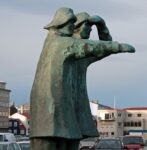 Statue overlooking Reykjavik Old Harbour