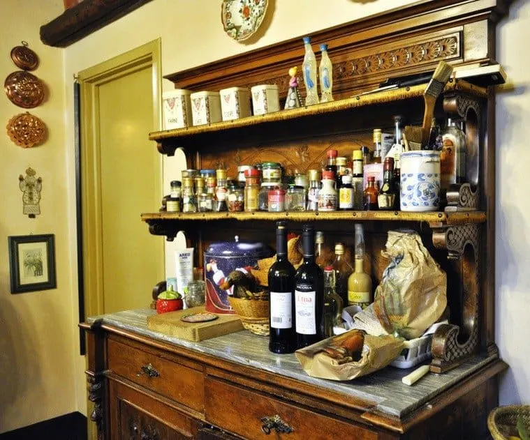 A Sicilian dresser full of condiments