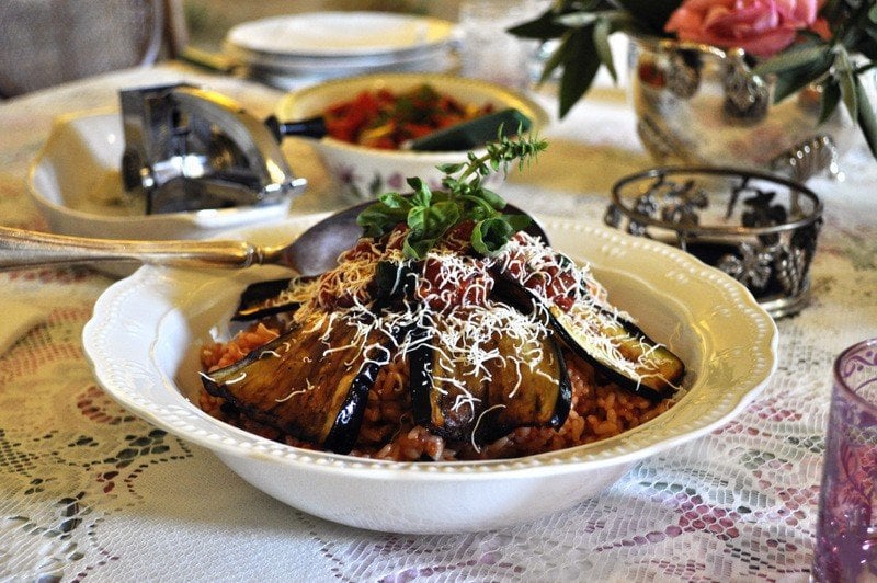 Sicilian Cuisine - Pasta alla Norma with rice