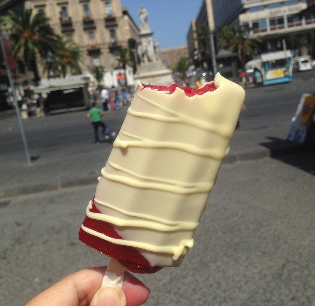 Raspberry Iced Lolly dipped in White Chocolate
