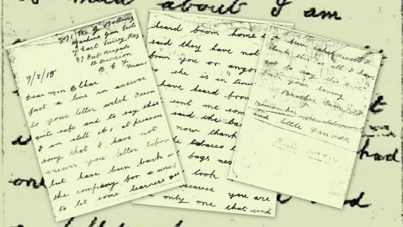 Letter home from WW1
