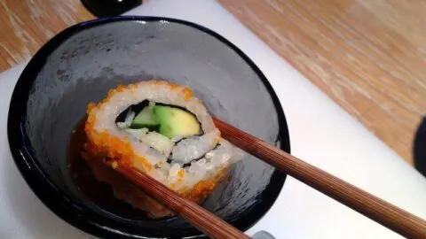 California Roll dipped in Soy