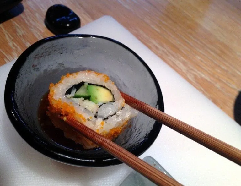 California Roll dipped in Soy