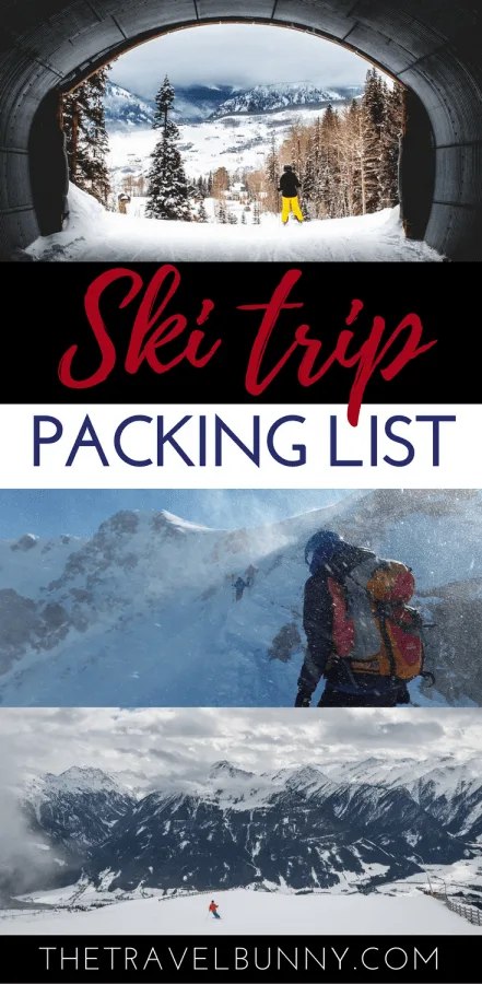 skier and packing list heading