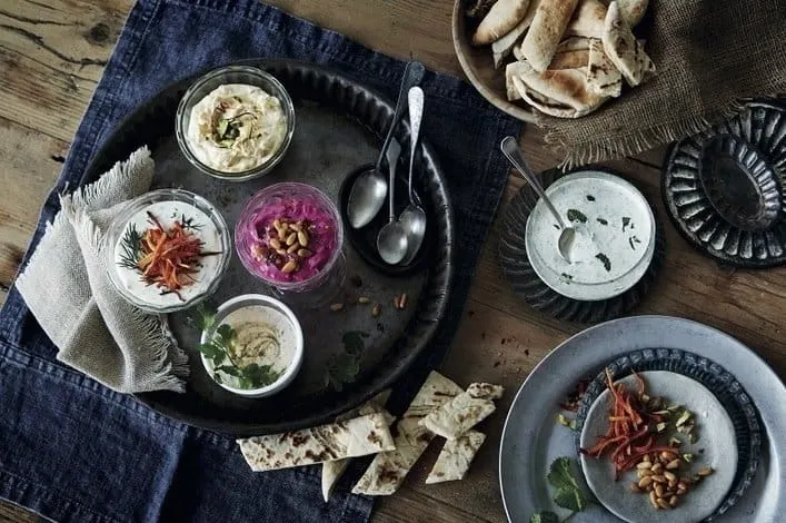 Table of Mezze dishes