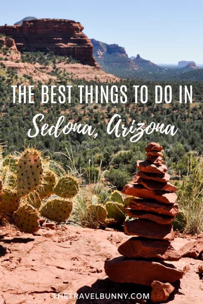 Sedona, Arizona rock stack and cactus