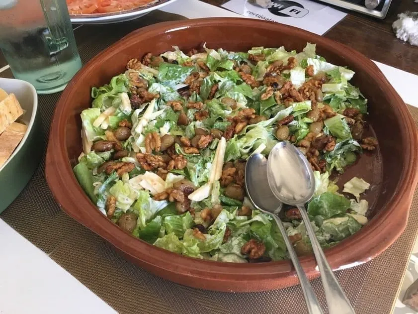 lettuce, cheese and walnut salad