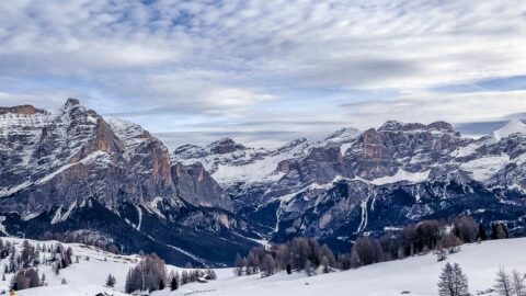 Dolomite mountains in winter