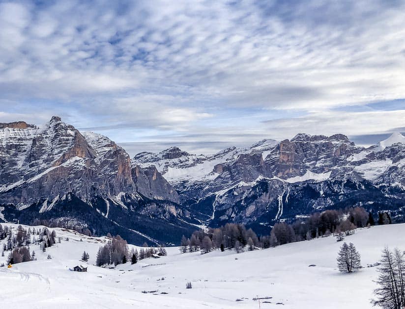 Dolomite mountains in winter