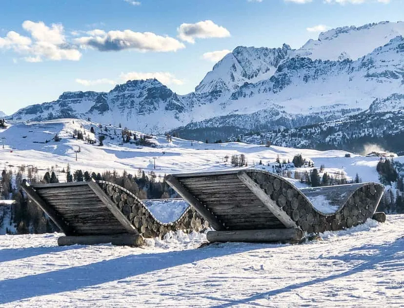 Alta Badia giant seats with mountain views