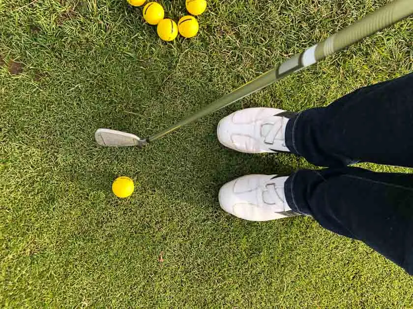Golf club, golf balls and golf shoes