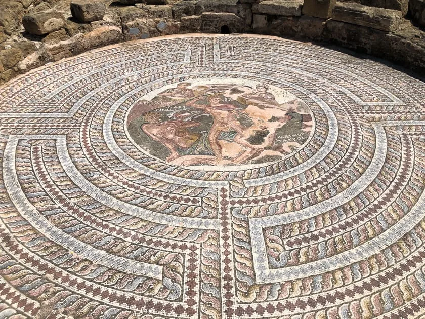 Theseus battle with Minotaur Mosaic Paphos, Cyprus