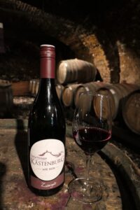 Kastenburg Zweigelt wine in cellar