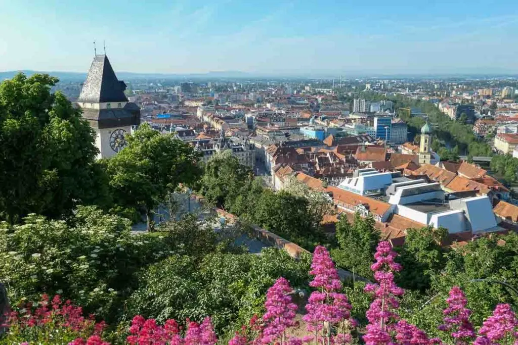 View from the top of Schlossberg, Graz
