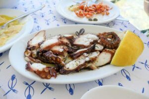 Octopus dish in Ios Greece