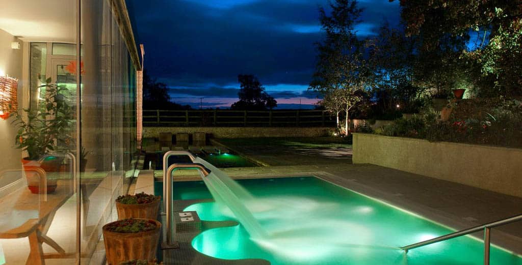 outdoor spa pool at night