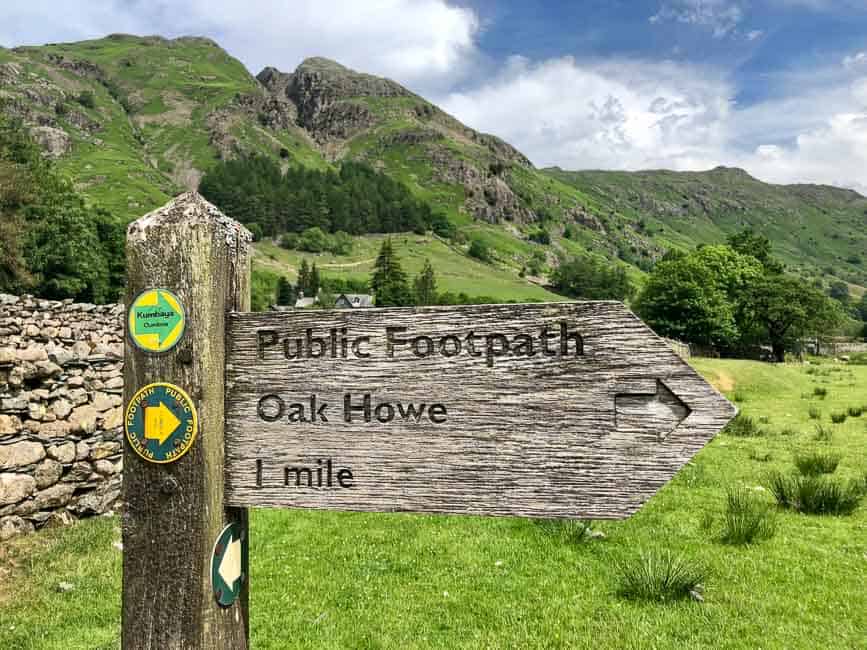 Activities in the Lake District - Footpath sign