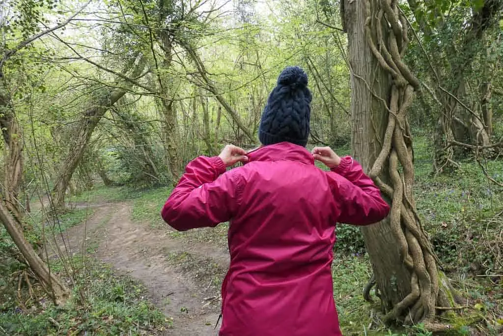 waterproof jacket with stowable hood