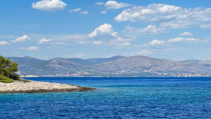 Croatia Sailing Trip island and mainland in background