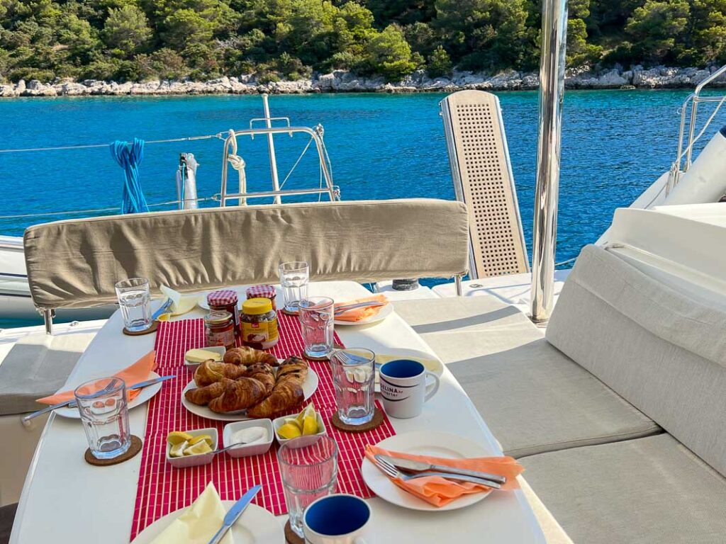 Breakfast on our sailing holiday in Croatia