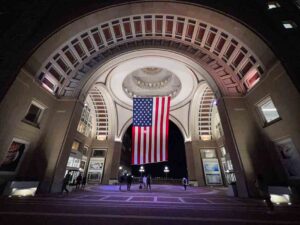 Boston Harbor Hotel giant US flag
