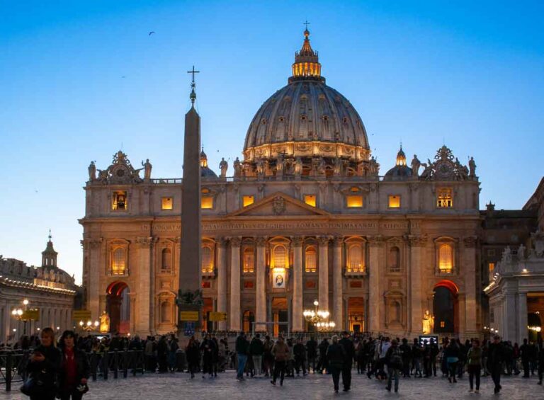 St Peter's Basilica at dusk