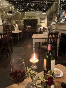 Candlelit dinner in Merry Harriers Inn