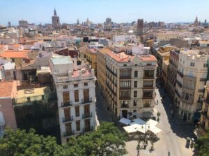 View of Valencia, Spain from top of Serrano Gate
