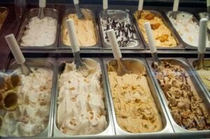 trays of gelato in Sorrento Italy