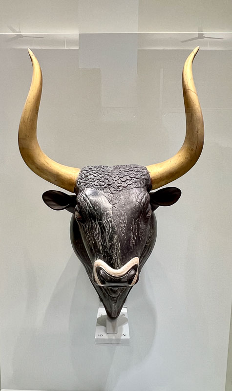 Stone bull's head rhyton in Heraklion Archeaological Museum, Crete