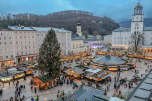 Salzburg Christmas markets - panoramic view from DomQuartier terrace