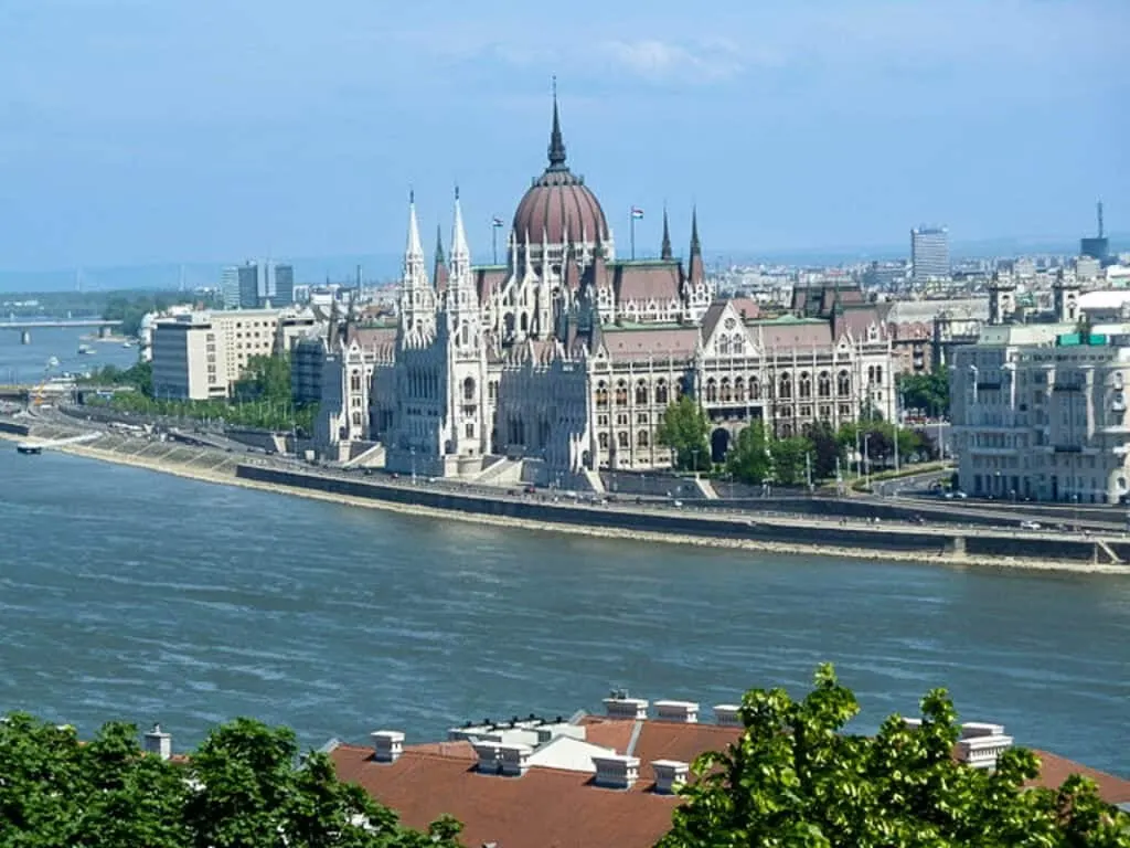 The Houses of Parliament in Budapest looking from across the River Danube

