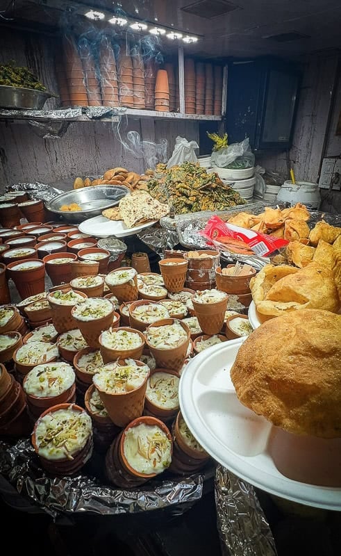 Vibrant Indian street food spread featuring local delicacies and snacks 